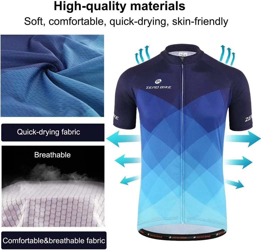 Men's Short Sleeve Cycling Jersey Set Breathable Quick Dry 3D Padded Bicycle Shorts MTB Bike Clothing
