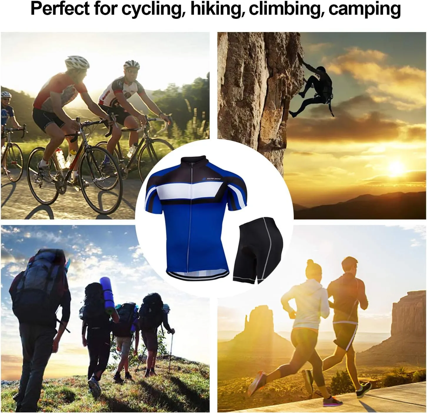 Men's Short Sleeve Cycling Jersey Set Breathable Quick Dry 3D Padded Bicycle Shorts MTB Bike Clothing