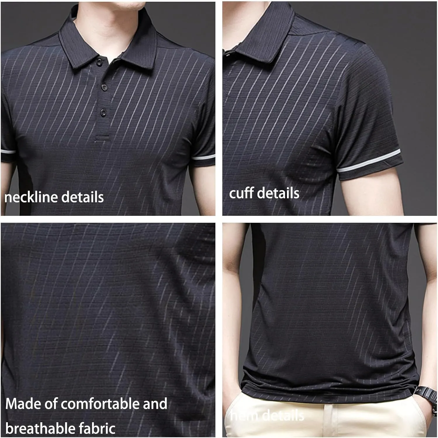 Men's Short Sleeve Polo Shirt Solid Color Quick Dry Breathable Top Thin Shirt