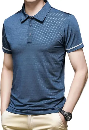 Men's Short Sleeve Polo Shirt Solid Color Quick Dry Breathable Top Thin Shirt