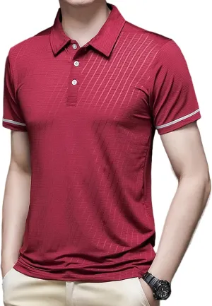 Men's Short Sleeve Polo Shirt Solid Color Quick Dry Breathable Top Thin Shirt