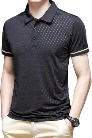 Men's Short Sleeve Polo Shirt Solid Color Quick Dry Breathable Top Thin Shirt