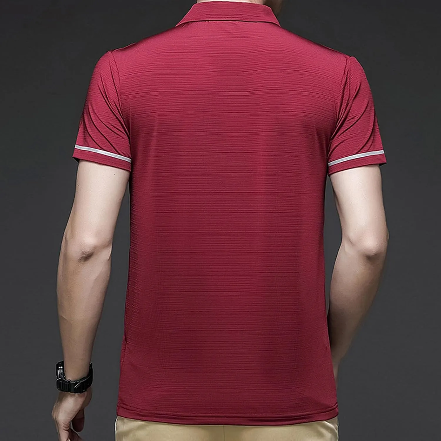 Men's Short Sleeve Polo Shirt Solid Color Quick Dry Breathable Top Thin Shirt