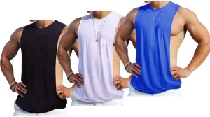 Men's Sleeveless Muscle Stringer Tank Top Cut Open Gym Training Bodybuilding Vest Shirts