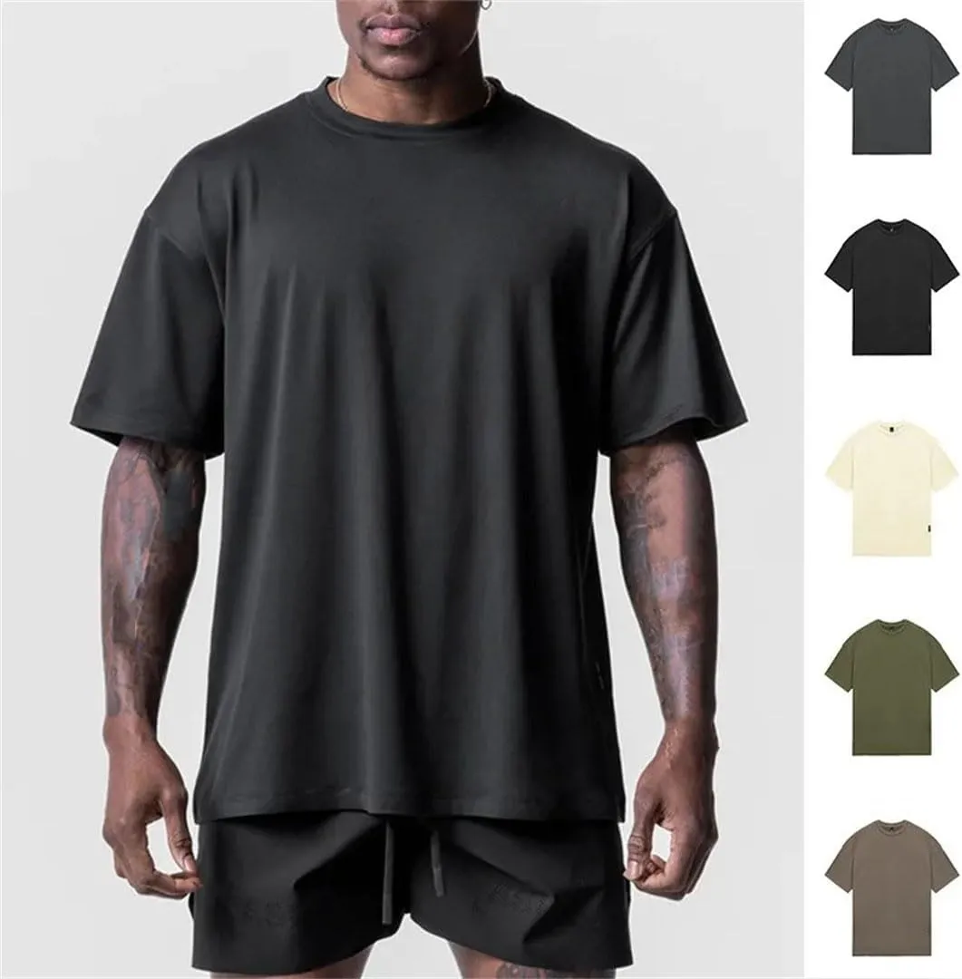 Mens Summer Casual Loose T Shirt O Neck Short Sleeve Quick Dry Breathable Gym Fitness Top