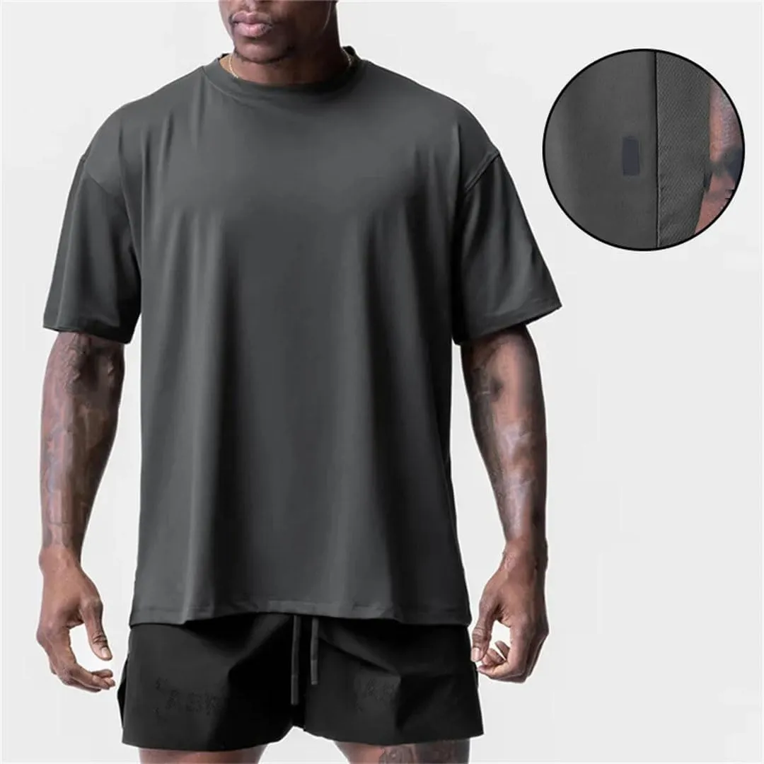 Mens Summer Casual Loose T Shirt O Neck Short Sleeve Quick Dry Breathable Gym Fitness Top