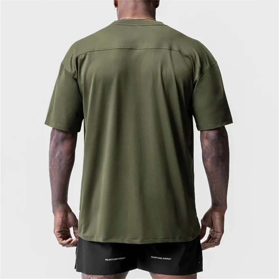 Mens Summer Casual Loose T Shirt O Neck Short Sleeve Quick Dry Breathable Gym Fitness Top
