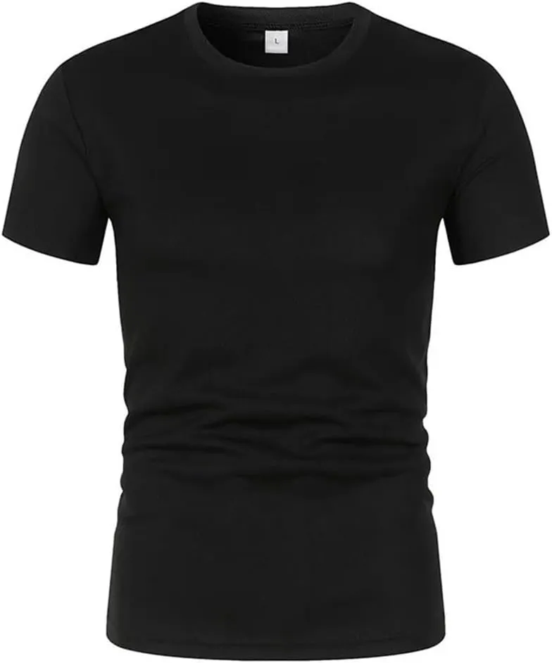 Men's Summer Casual White Crew Neck Short Sleeve T-Shirt Breathable Quick Dry Gym Soccer