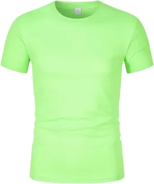 Men's Summer Casual White Crew Neck Short Sleeve T-Shirt Breathable Quick Dry Gym Soccer