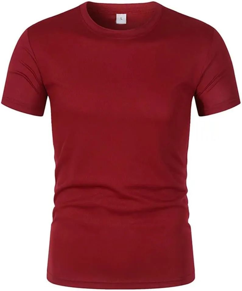 Men's Summer Casual White Crew Neck Short Sleeve T-Shirt Breathable Quick Dry Gym Soccer