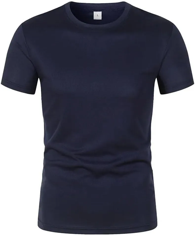 Men's Summer Casual White Crew Neck Short Sleeve T-Shirt Breathable Quick Dry Gym Soccer