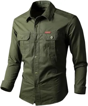 Men's Summer Mesh Breathable Long Sleeve Multi-Pocket Work Shirt Quick Dry Hiking Fishing Shirt