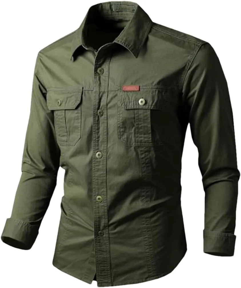 Men's Summer Mesh Breathable Long Sleeve Multi-Pocket Work Shirt Quick Dry Hiking Fishing Shirt