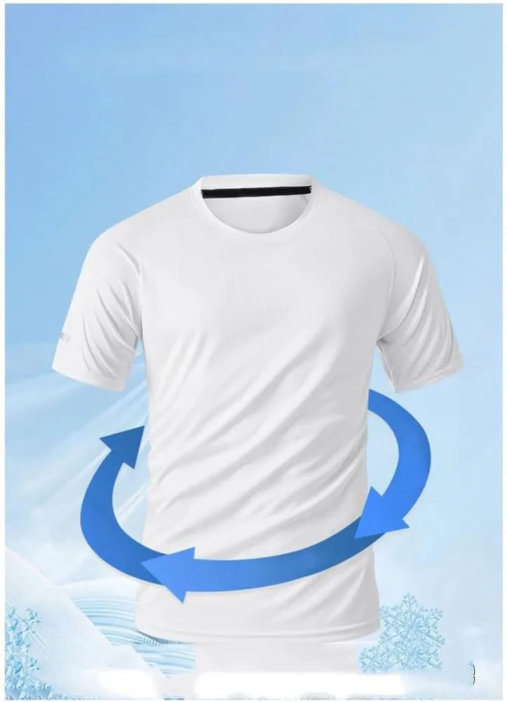 Mens Summer Sports Quick Dry T-Shirt Reflective Workout Running Shirt Breathable Moisture Wicking