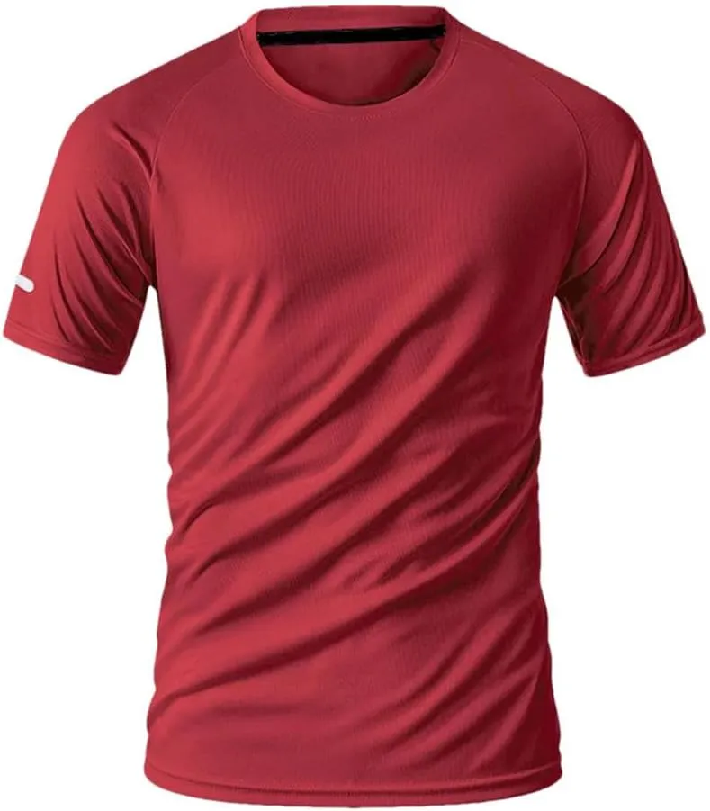 Mens Summer Sports Quick Dry T-Shirt Reflective Workout Running Shirt Breathable Moisture Wicking