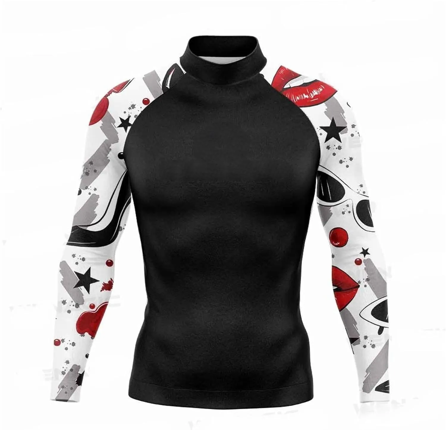 Men's Sun Protection Swim Shirts Fishing Quick Dry Long Sleeve Round Neck Watersports Clothing for Surfing