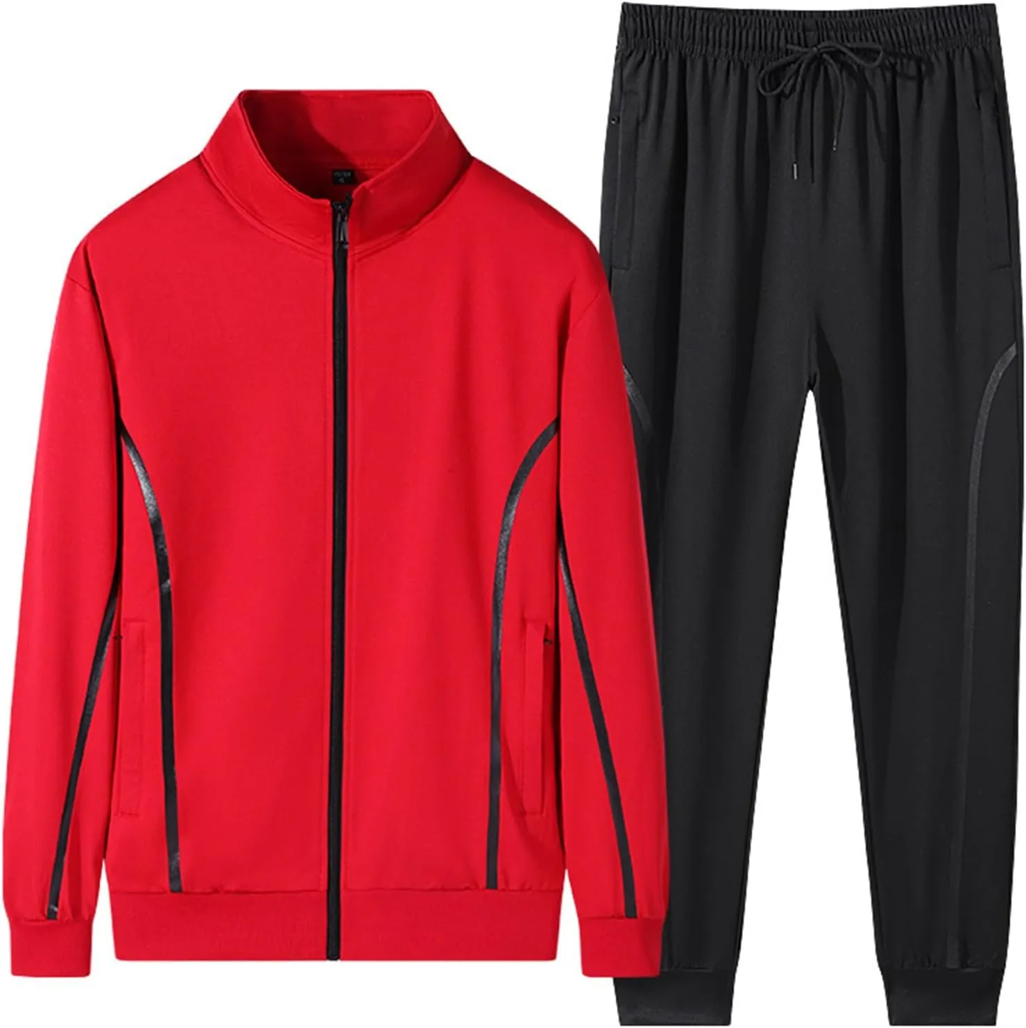 Men's Sweatsuits 2 Piece Spring Summer Loose Breathable Sport Youth Sportswear Full Zip Pocket Jacket Jogging Pants