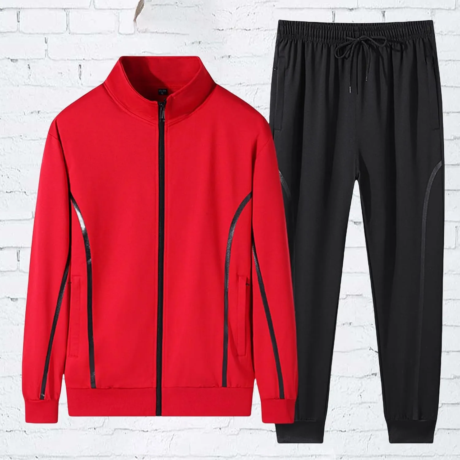 Men's Sweatsuits 2 Piece Spring Summer Loose Breathable Sport Youth Sportswear Full Zip Pocket Jacket Jogging Pants