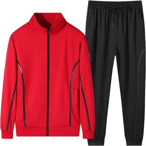 Men's Sweatsuits 2 Piece Spring Summer Loose Breathable Sport Youth Sportswear Full Zip Pocket Jacket Jogging Pants