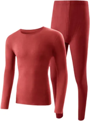 Men's Thermal Underwear Base Layer Set for Men - Orange, Sleeveless, High Neck, Cotton/Polyester, Slim Fit