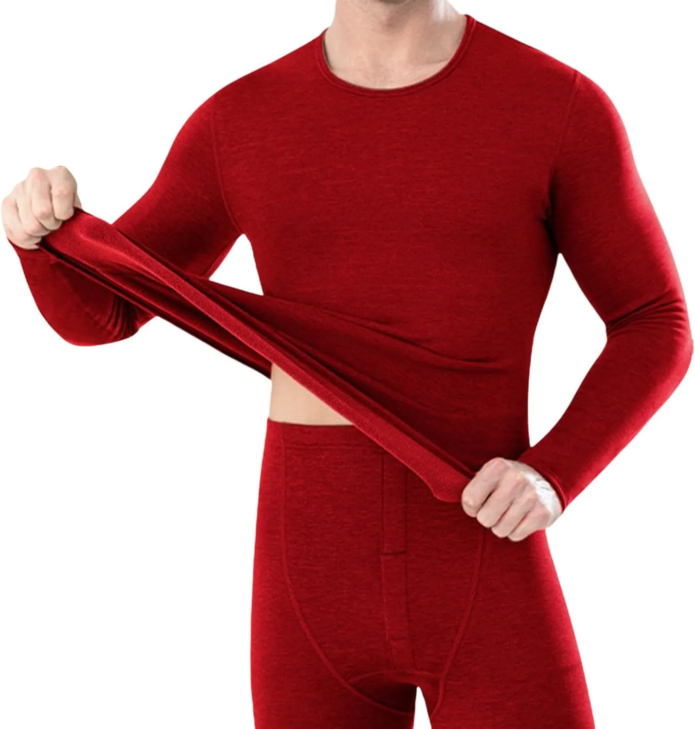 Men's Thermal Underwear Base Layer Set for Men - Orange, Sleeveless, High Neck, Cotton/Polyester, Slim Fit