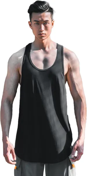 Men's training fitness solid color loose breathable bodybuilding large size quick dry sleeveless T-shirt