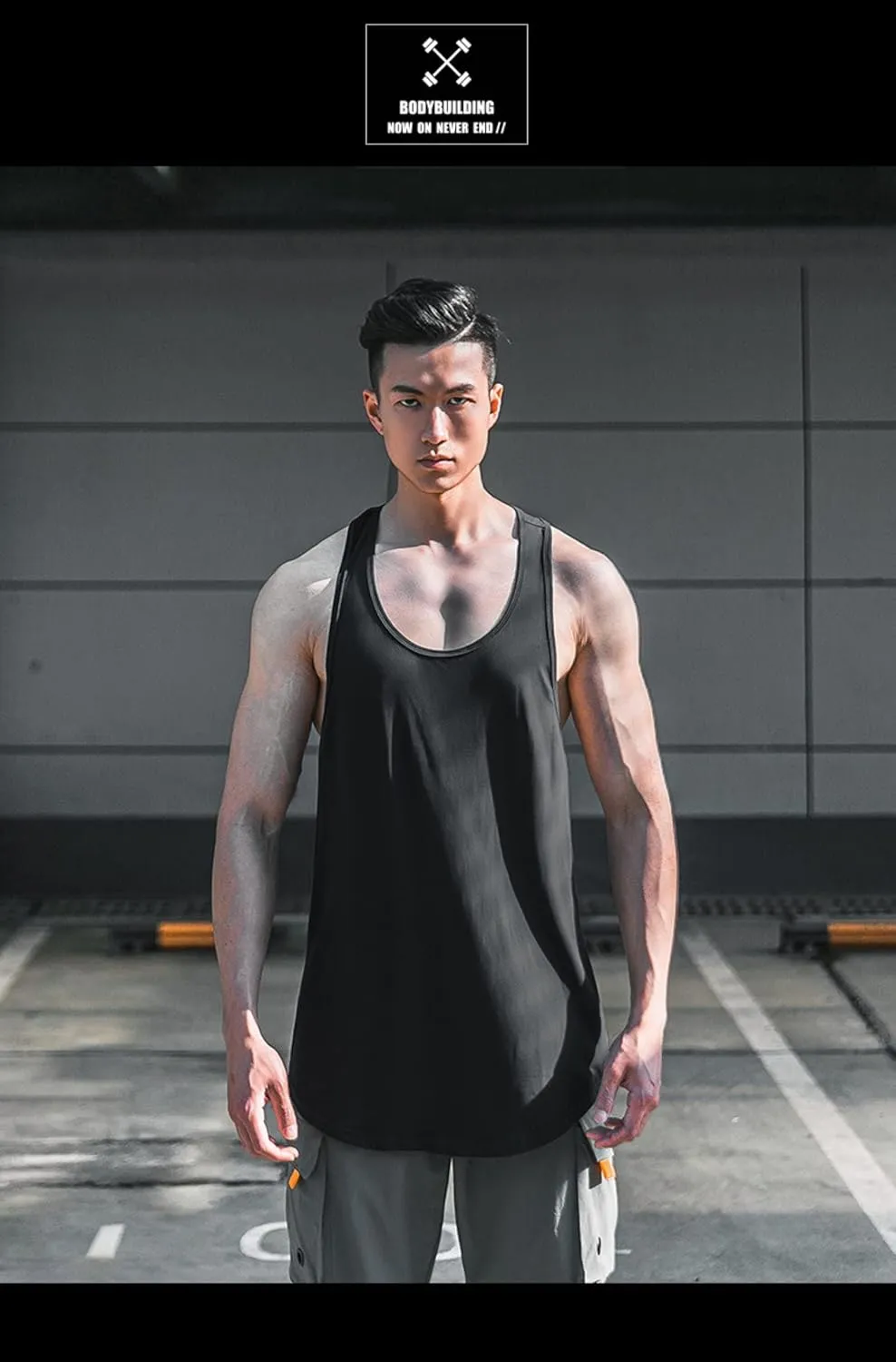 Men's training fitness solid color loose breathable bodybuilding large size quick dry sleeveless T-shirt
