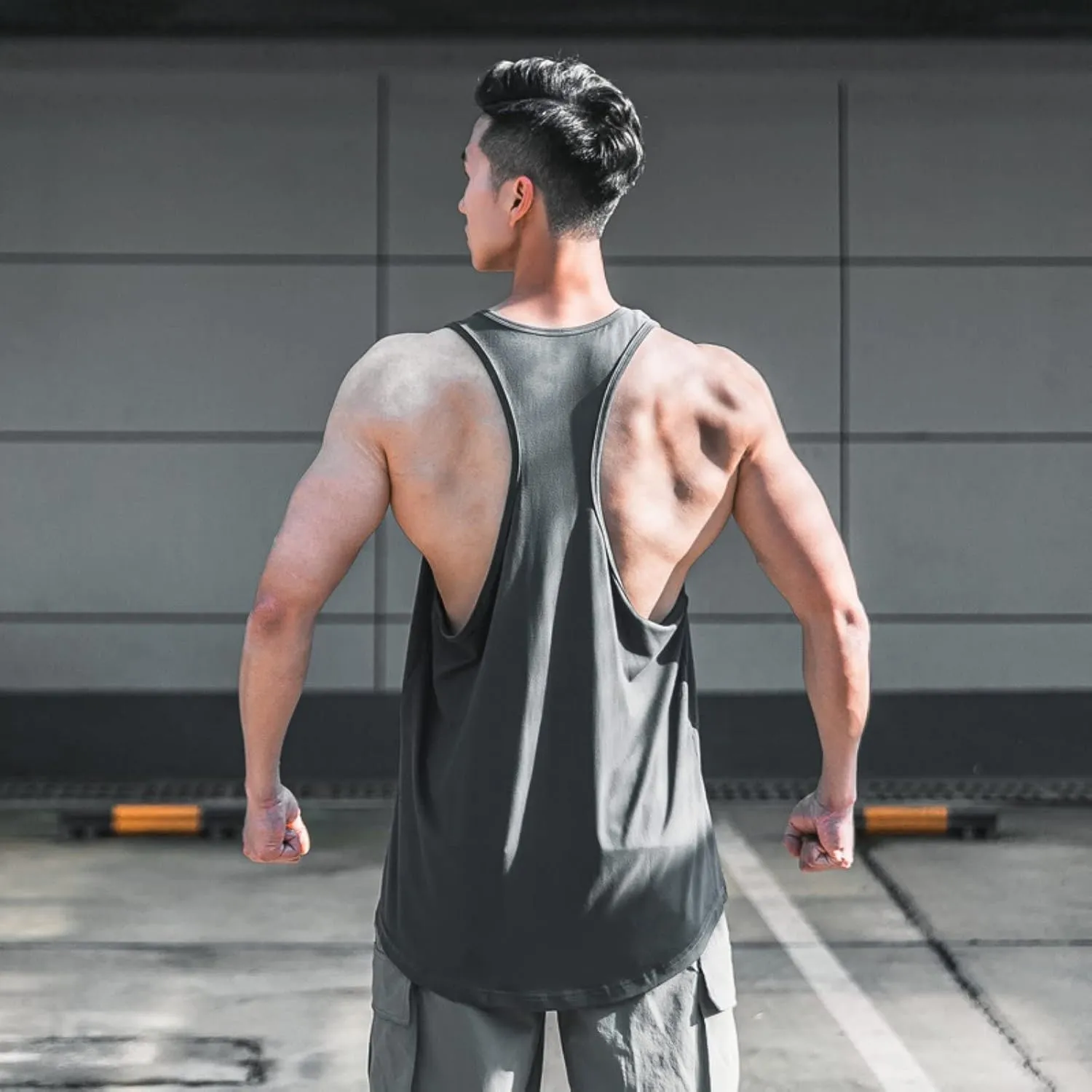Men's training fitness solid color loose breathable bodybuilding large size quick dry sleeveless T-shirt