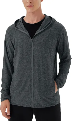 Mens UPF 50  UV Full Zip Sun Protection Hoodie Jacket With Thumb holes Cooling Lightweight Fishing Hiking Cooling Shirts men