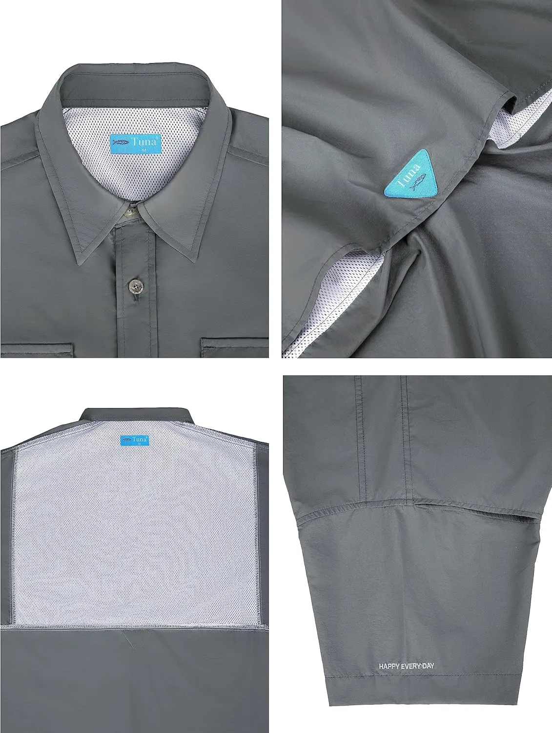 Men's UV UPF 50  Sun Protection Soild Waterproof Breathable Fast Dry SPF Hiking Fishing Short Sleeve Shirt