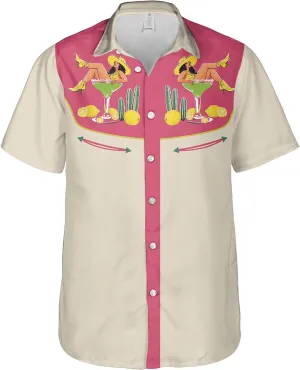 Men's Western Cowboy Shirts Short Sleeve Vintage Cowboy Hawaiian Shirt for Men