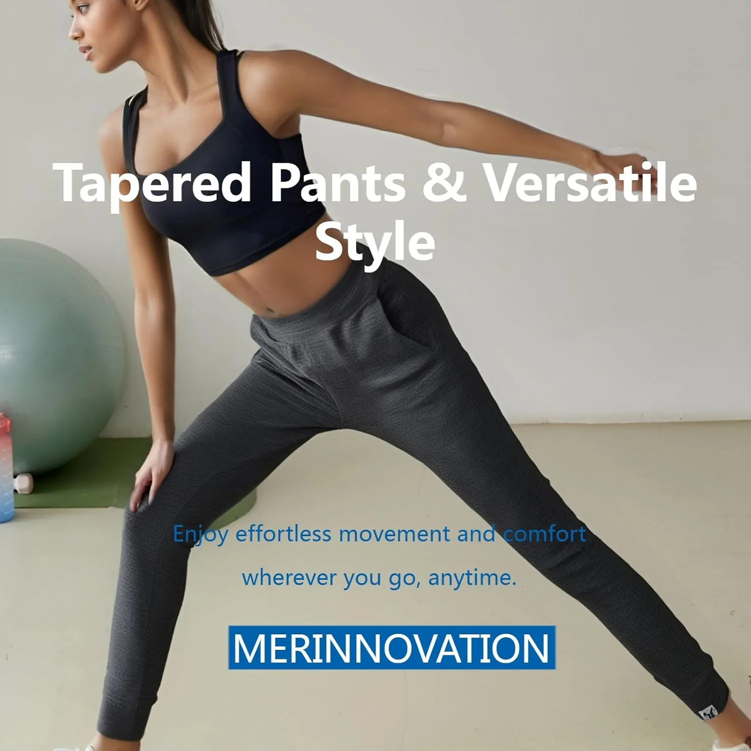 MERINNOVATION Women's Merino Wool Jogger Pant Thermal Sweatpant for Running Breathable Wicking Anti-Odor