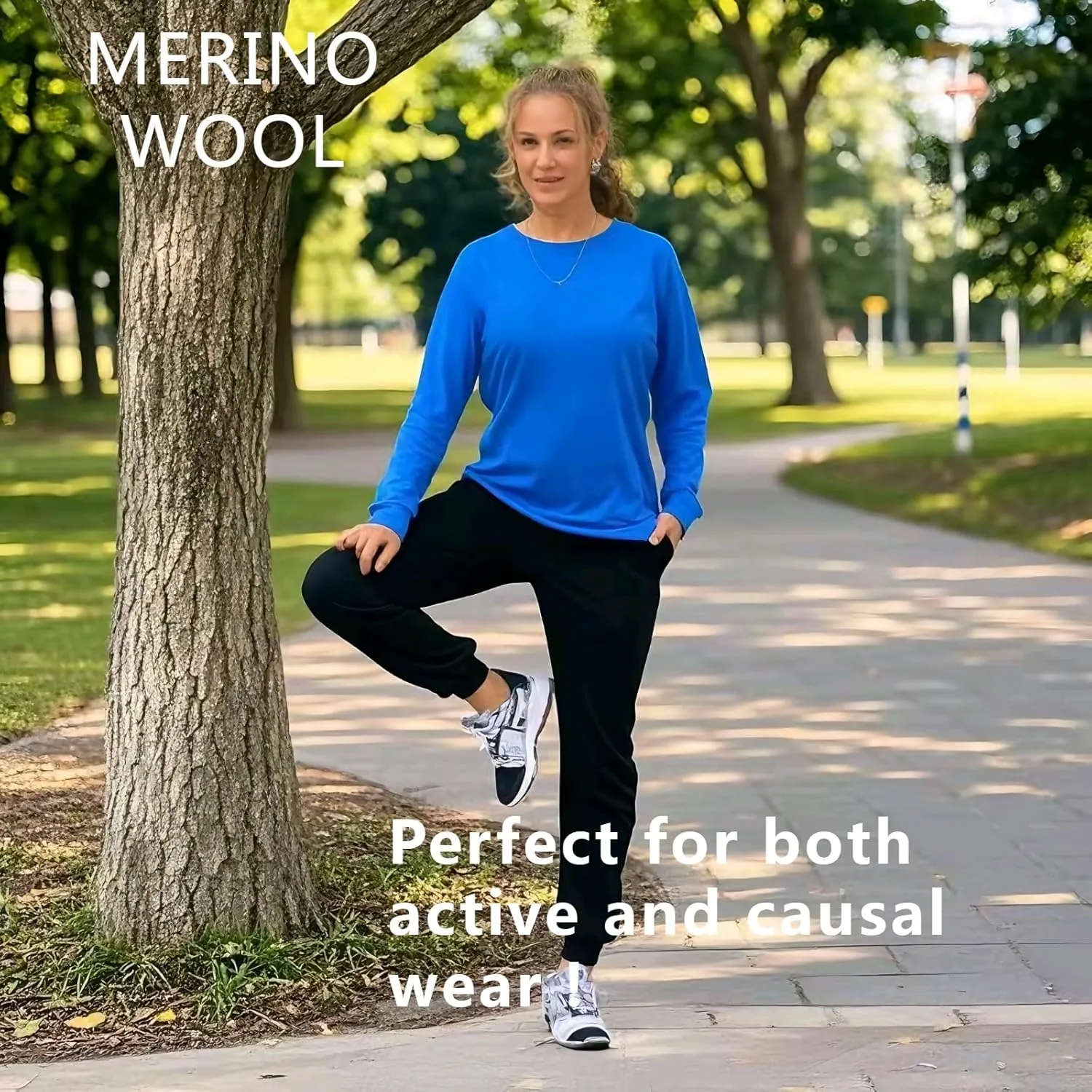 MERINNOVATION Women's Merino Wool Jogger Pant Thermal Sweatpant for Running Breathable Wicking Anti-Odor