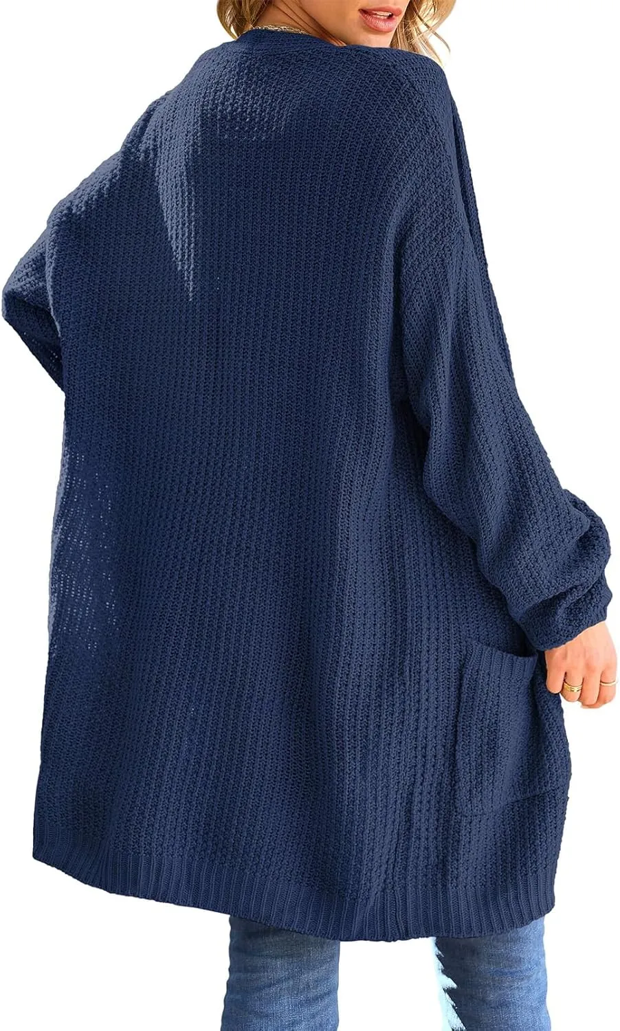 MEROKEETY Women's 2024 Fall Open Front Chunky Knit Sweater Oversized Lantern Sleeve Cardigan Outwear