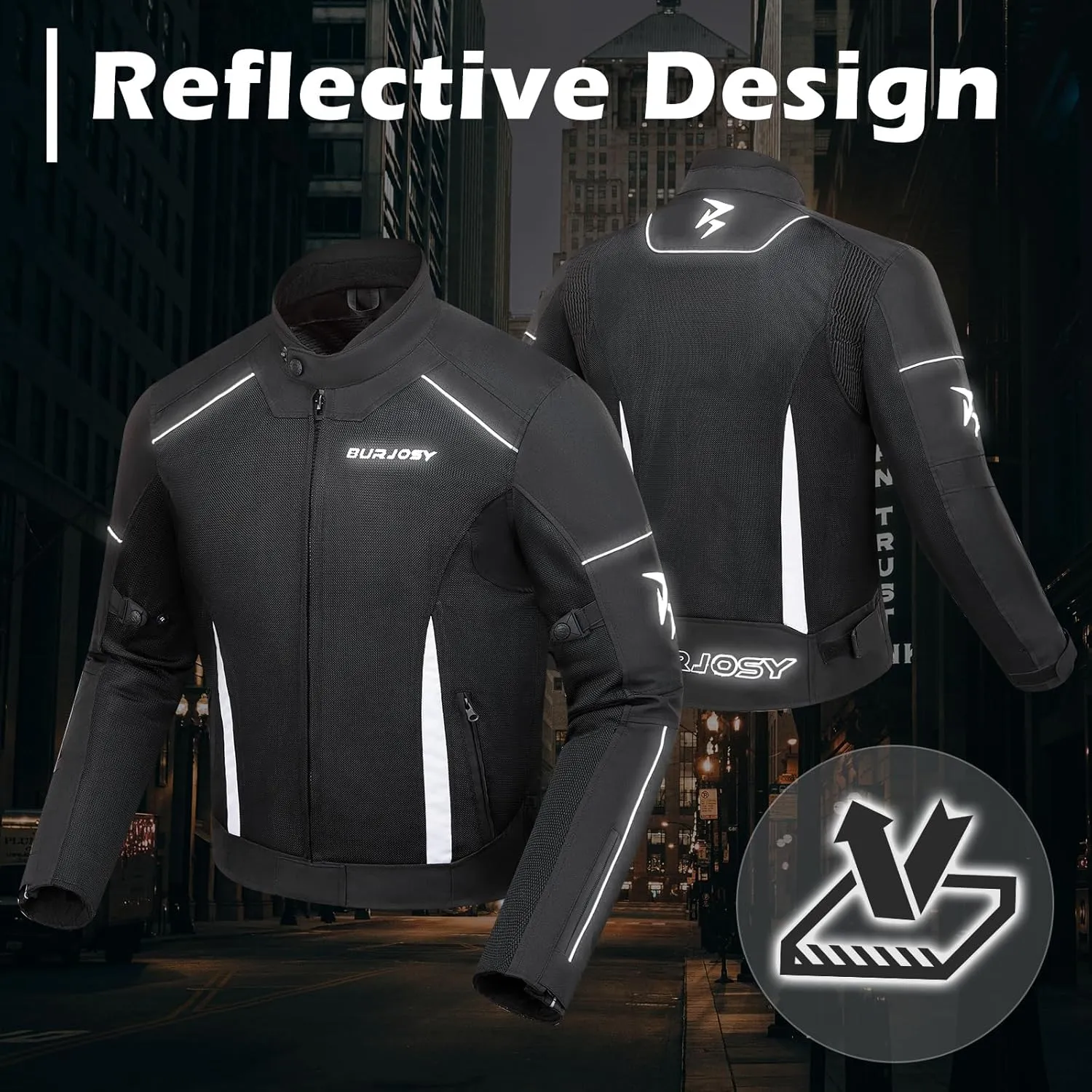 Mesh Motorcycle Jacket for Men, Summer Motorbike Biker Jacket, Reflective Lightweight Breathable Riding Jacket