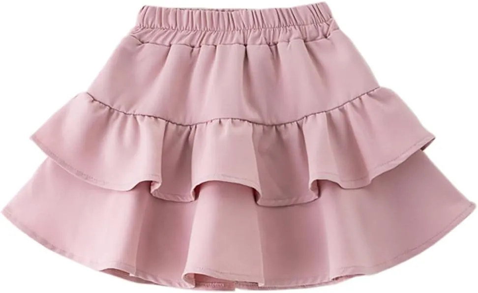 Mini Skirts For Little Girls A-Line Elastic Waist Cute Ruffle Cake Skirt Casual Fashion Skorts