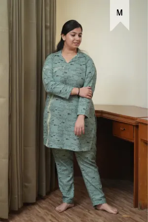 Mint Marine Woollen Night Suit