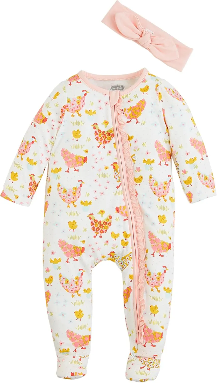 Mud Pie Baby Girls Floral Chicken Sleeper