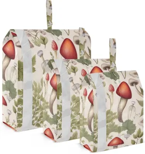 Mushrooms Plants Beige Packing Cubes for Suitcases 3 Set Compression Lightweight Luggage Packing Organizers for Carry on Suitcase Travel Accessories Luggage Organizer Bags Set