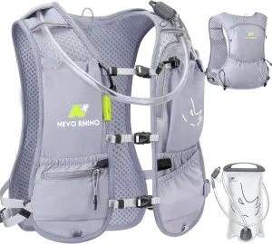 N NEVO RHINO Running Vest, Hydration Running Water Vest 5L with 1.5L Water Bladder Bag, Lightweight Hydration Pack Water Backpack Multi-Pocket for Hiking Race Trail Marathon for Women Men