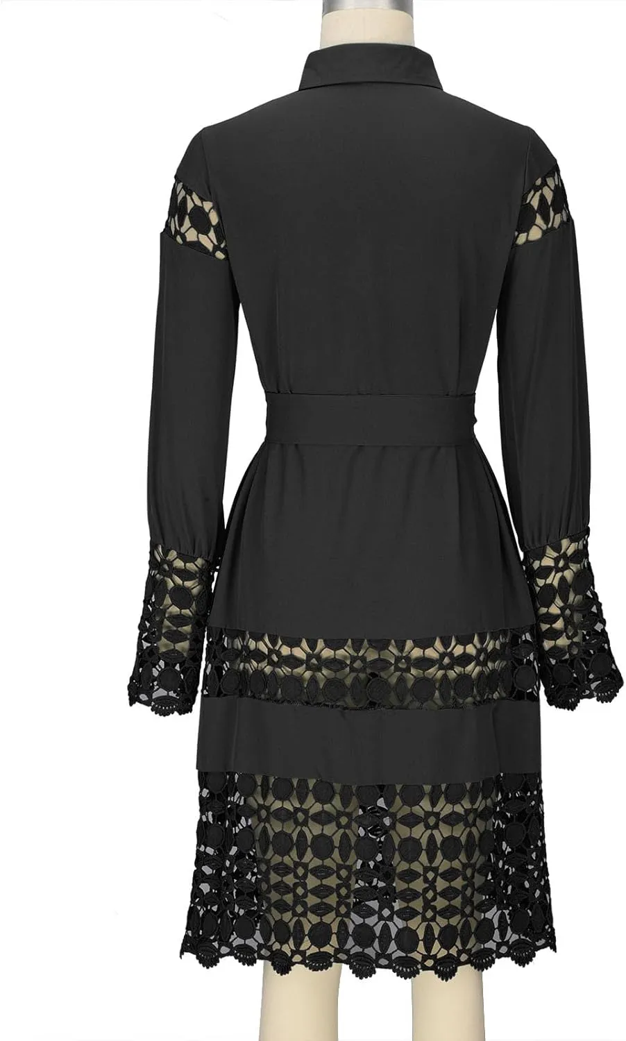 NaRHbrg Women Casual Spring Summer Dresses Long Sleeve Mini Dress Hollow Out Eyelet Embroidery Ruffle A Line Swing Dresses