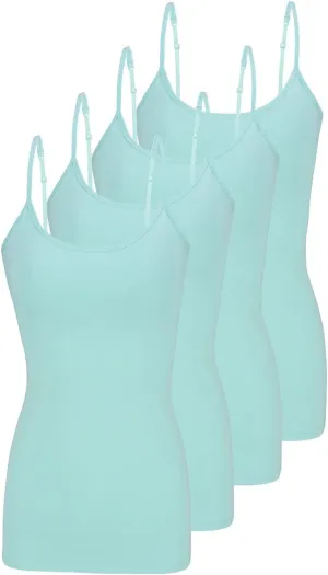 Natural Uniforms Women's Camisole Tank Top-Breathable Cotton Stretch Multi Pack of 4