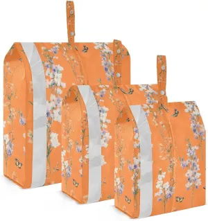 Nature Delphinium Orange 3 Set Travel Packing Cubes For Suitcases Collapsible Garment Bag Closet Storage Pack Travel Bags Suitcase Organizers