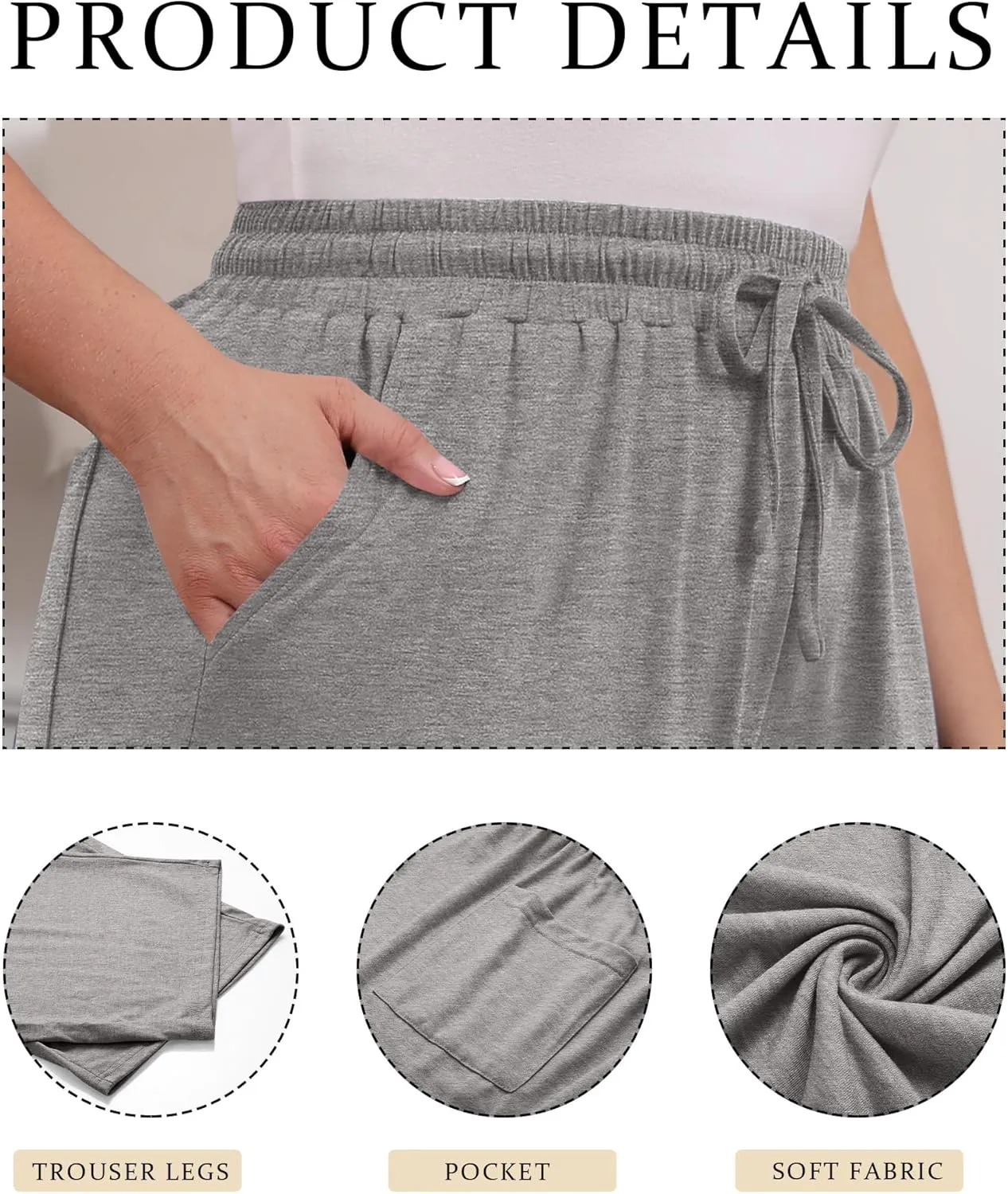 Neer 3 Pack Women's Plus Size Cotton Capris, Stretchy Wide Leg Cropped Pants with Pockets Loose Fit Lounge Pajama Sweatpants