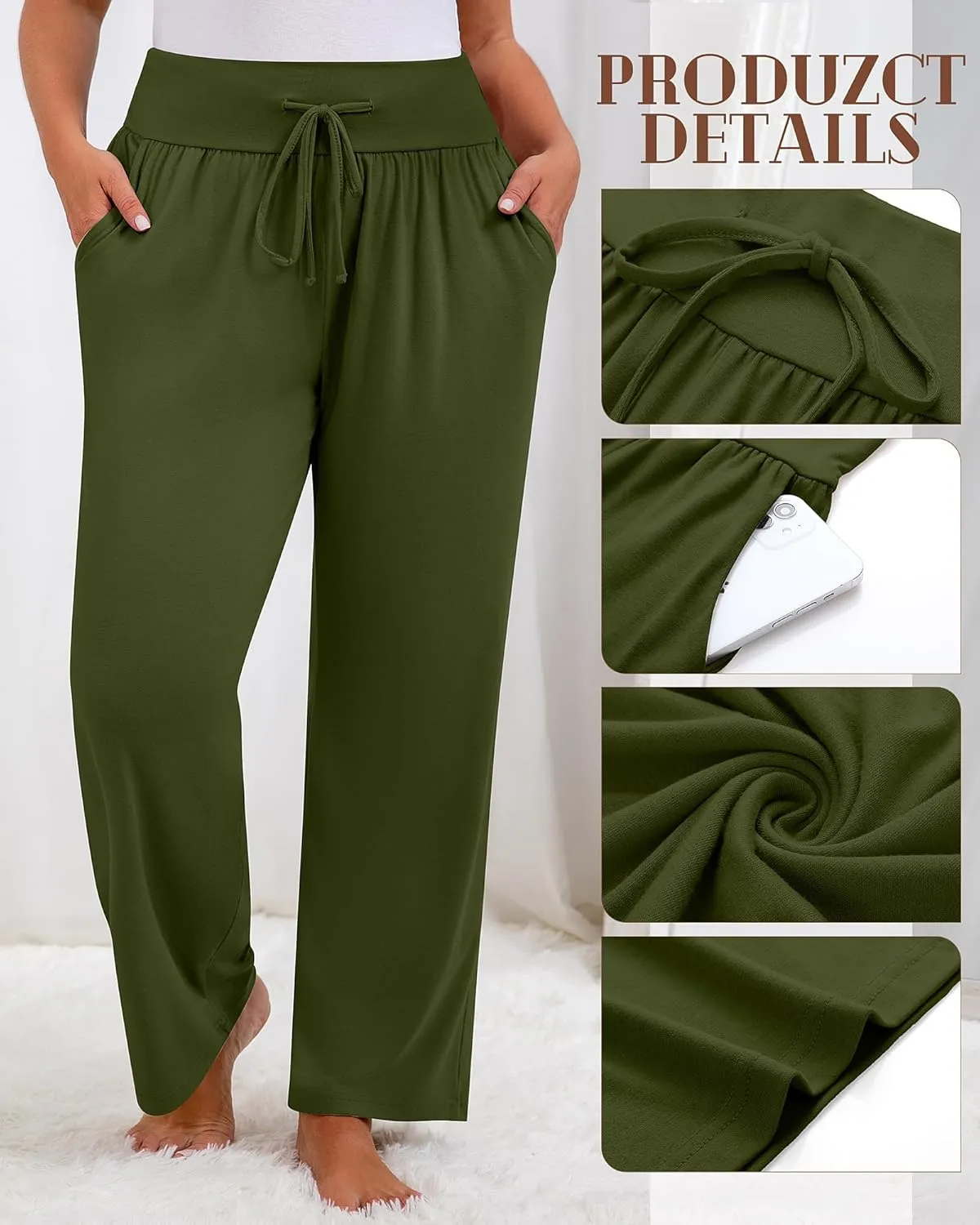 Neer 3 Pack Women's Plus Size Lounge Pants, Wide Leg Yoga Pants Baggy Drawstring Sweatpants with Pockets Casual Loose Jogger