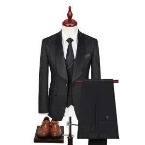 New Men Suit Sets Evening Banquet Luxury Jacquard Outfits
