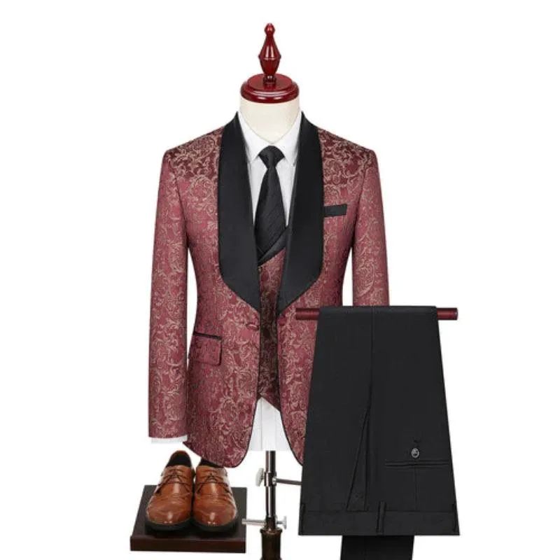 New Men Suit Sets Evening Banquet Luxury Jacquard Outfits