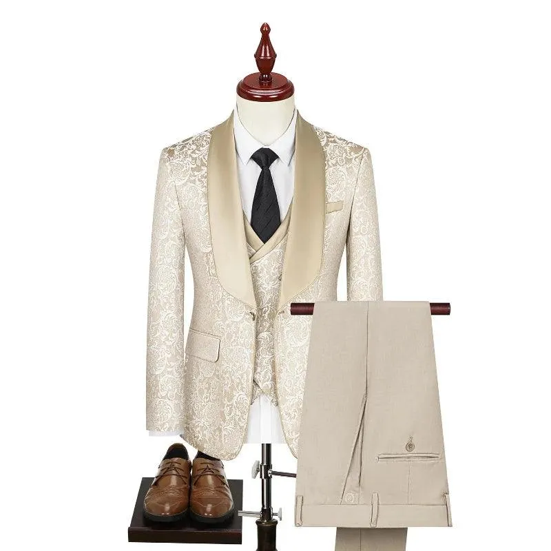 New Men Suit Sets Evening Banquet Luxury Jacquard Outfits