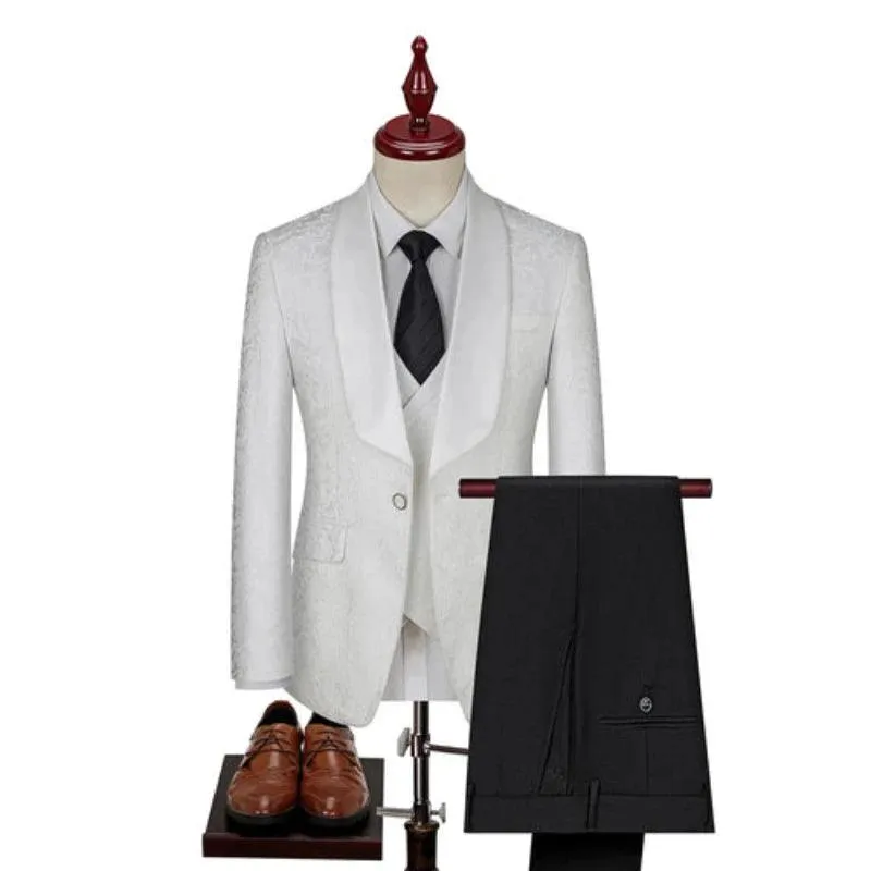 New Men Suit Sets Evening Banquet Luxury Jacquard Outfits