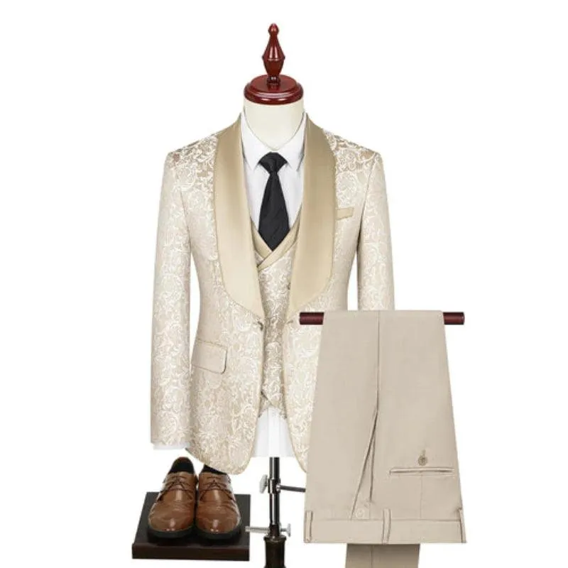 New Men Suit Sets Evening Banquet Luxury Jacquard Outfits